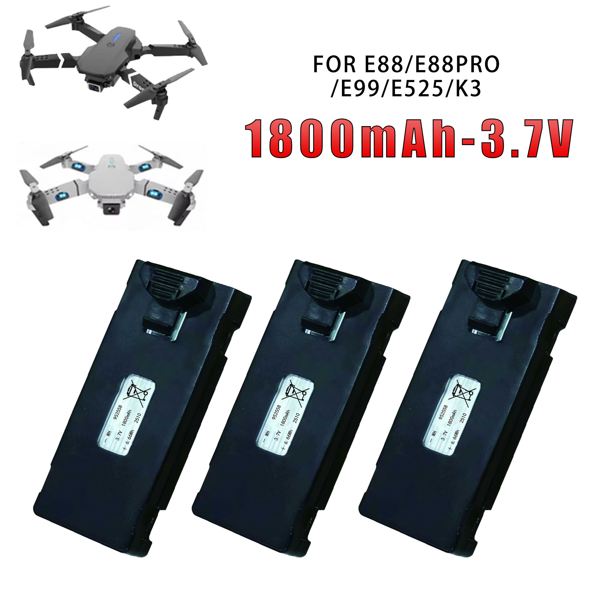 Eachine Drone E58 - E88 3,7V 1800mAh Original Fabrik E88/E99/E525/K3