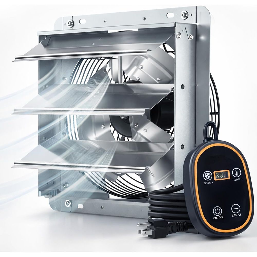 Brushless Motor - 12-Zoll Smart Shutter Abluftventilator mit Thermostat