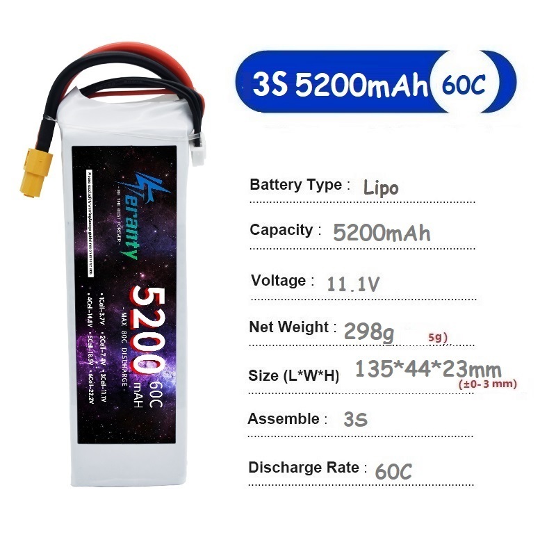 TERANTY 3S 5200MAH 60C Batteri – Drone Avion Rc Bewertung und Preis