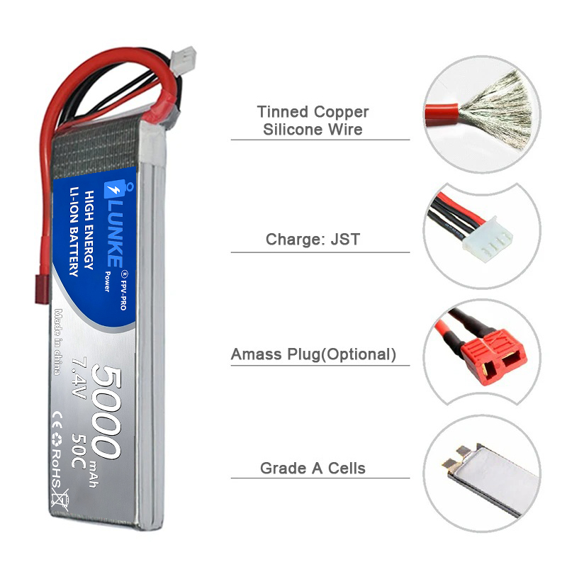 Lipo-Akku 2S 7,4V 5000mAh 50C  – Drone Avion Rc Bewertung und Preis